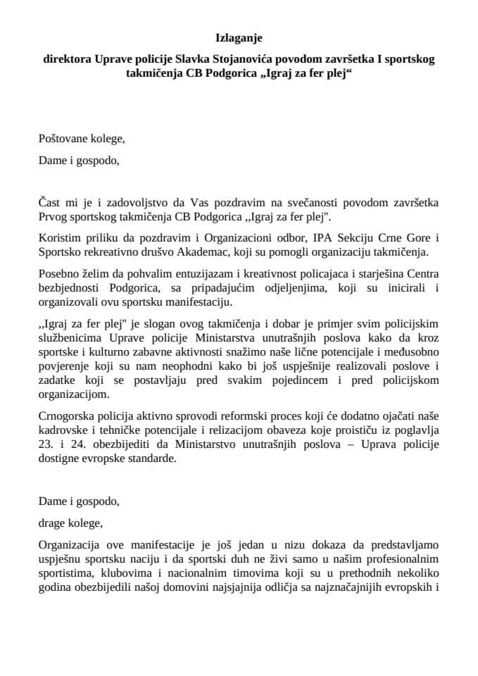 govor direktora uprave policije