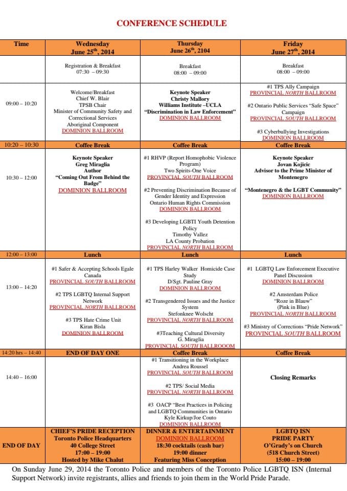 Agenda konferencije u Torontu