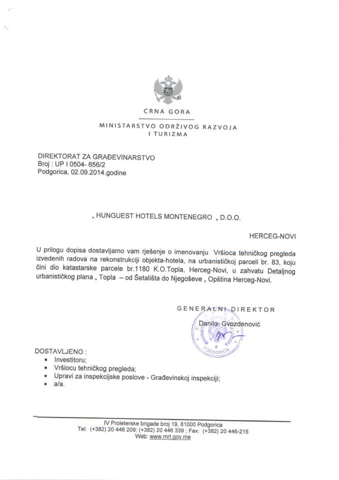 UPI 0504_656_2 Hunguest hotels Montenegro doo