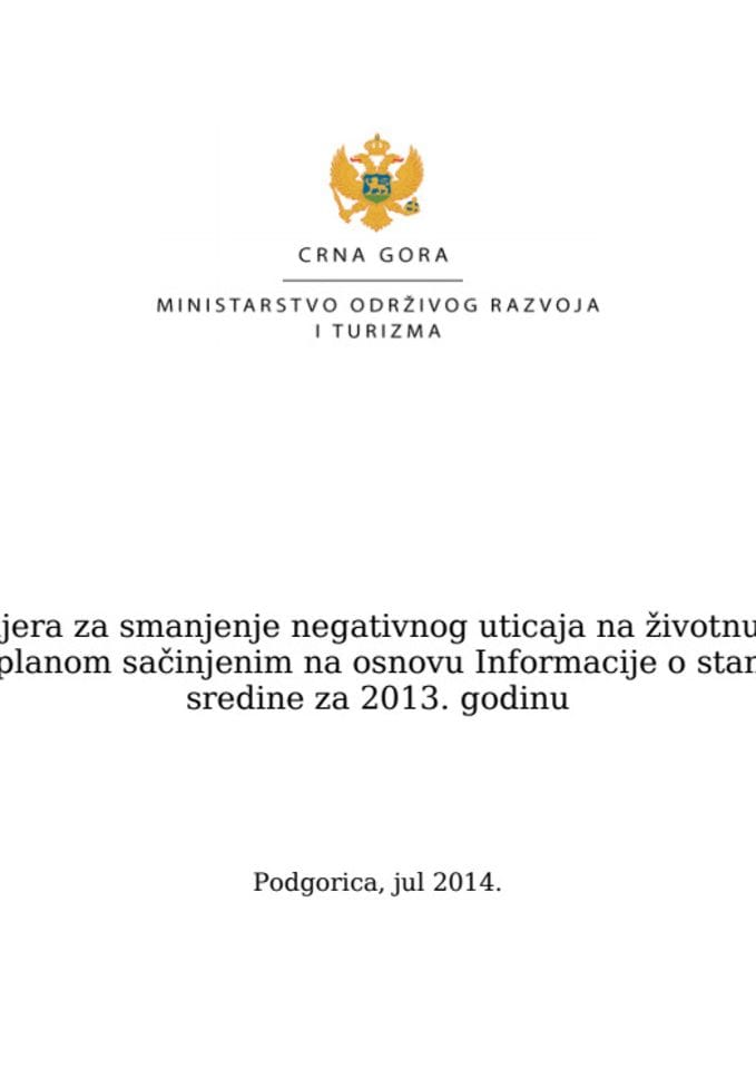 Prijedlog mjera za smanjenje negativnog uticaja na životnu sredinu s Akcionim planom