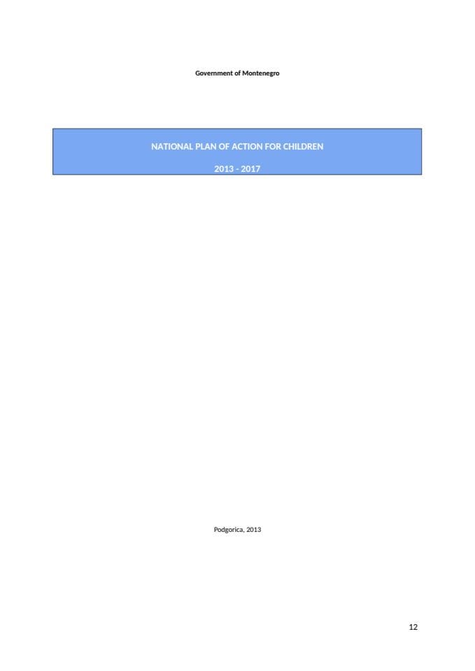 National plan of action for children