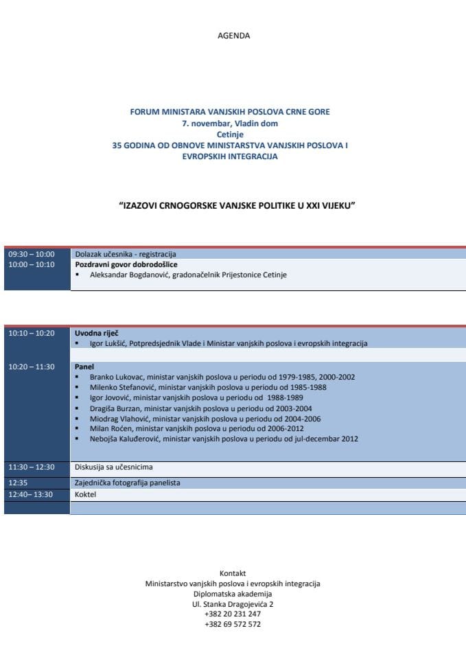 Program Foruma ministara vanjskih poslova Cetinje  - 7  XI 14 konacna