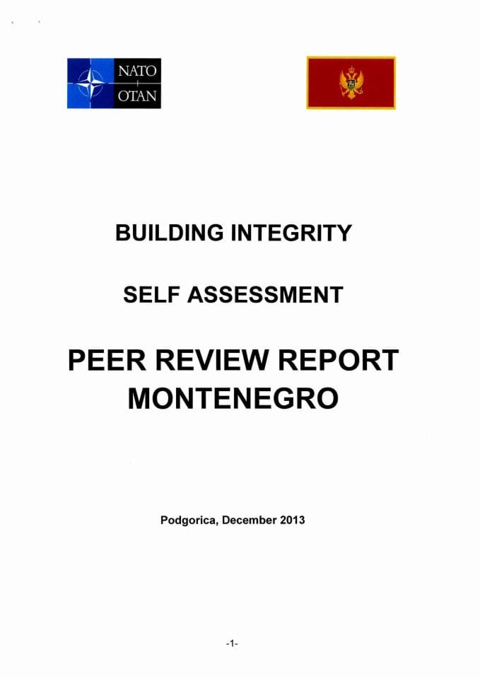 Peer Review Report for Montenegro 2013