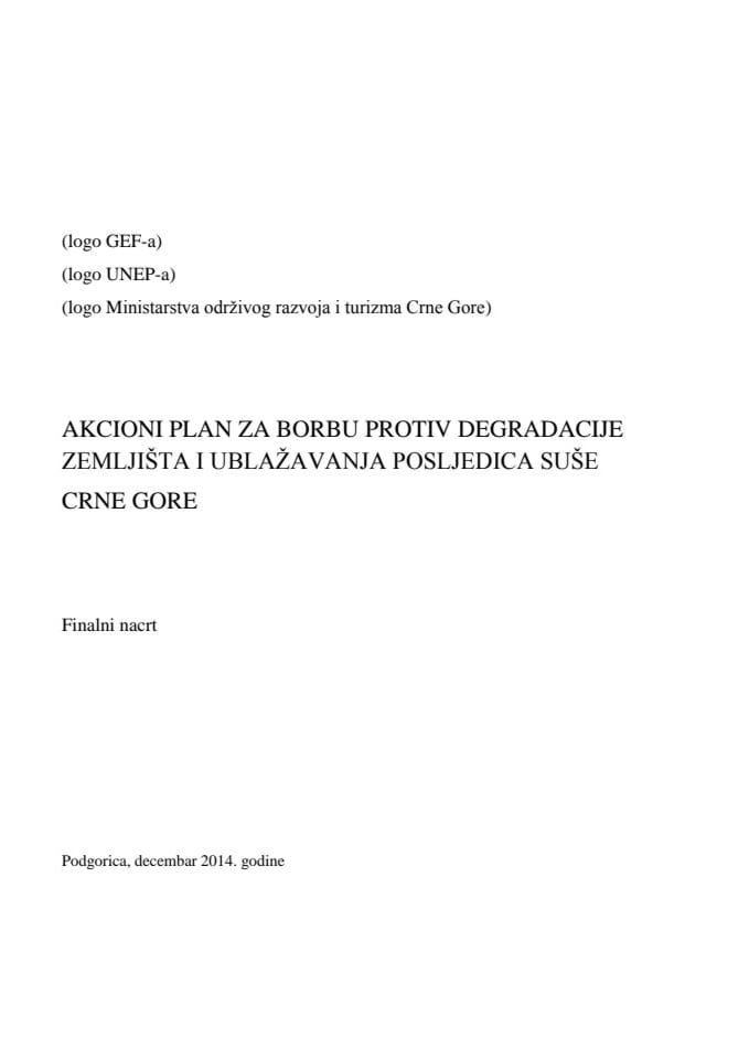 Predlog Akcionog plana za borbu protiv degradacije zemljišta i ublažavanja posljedica suše Crne Gore