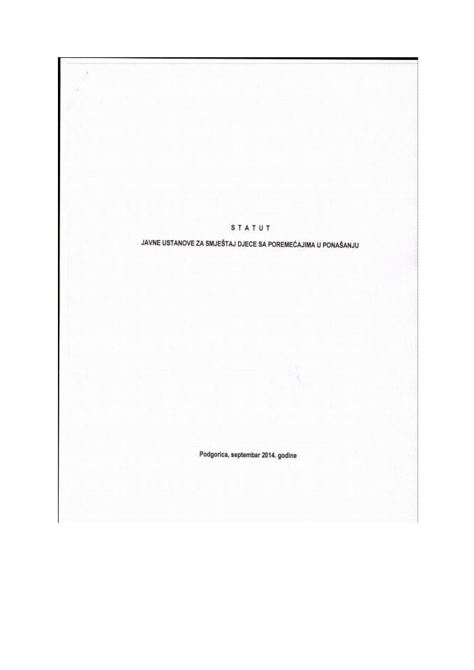 Statut JU za smještaj djece sa poremećajima u ponašanju (za verifikaciju) 	