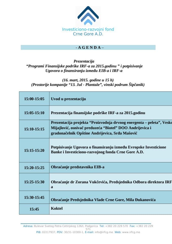 Agenda - IRF 2015