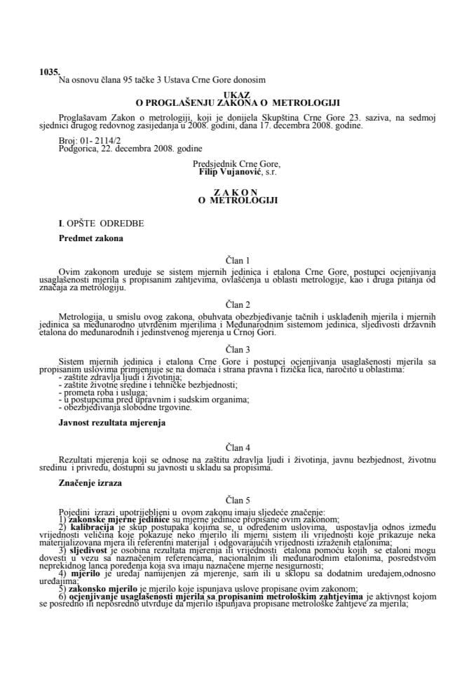 Zakon o metrologiji