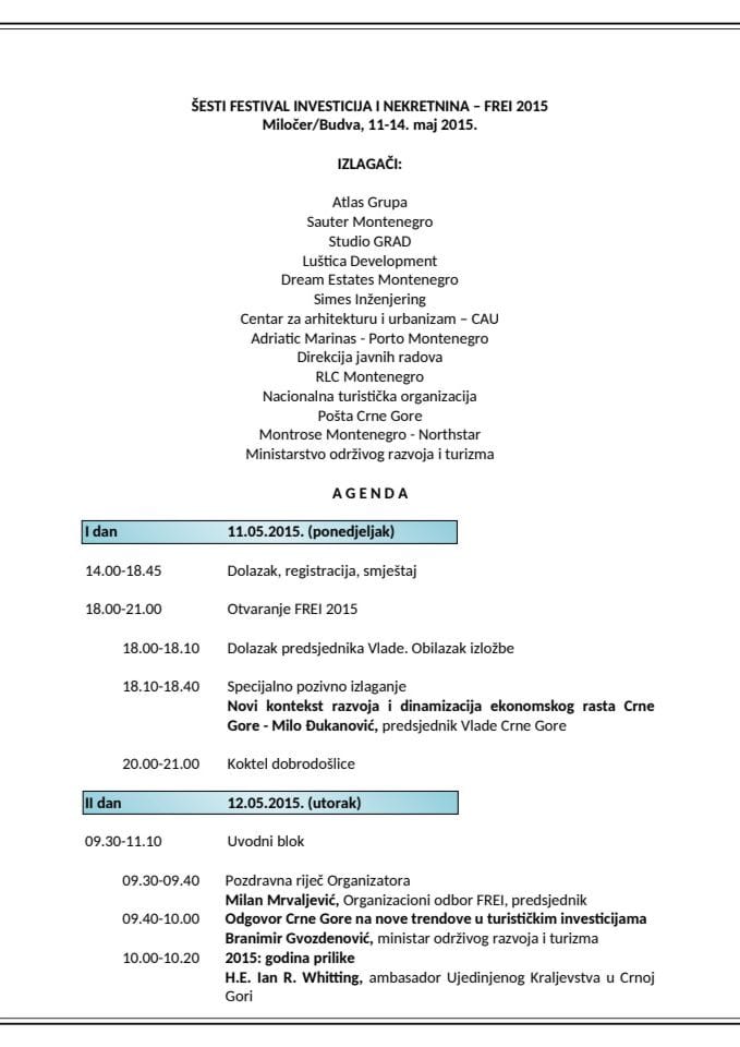 Agenda FREI 2015