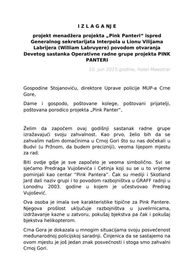 govor projekt menadžera projekta pink panteri v.labrijera