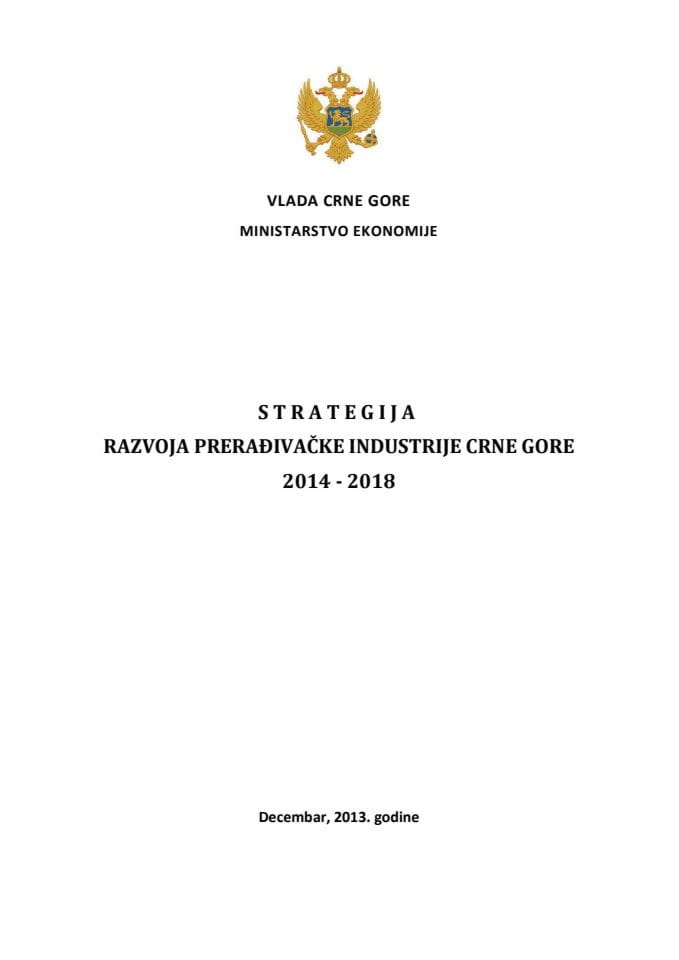 3.! Strategija razvoja preradjivacke industrije Crne Gore 2014 2018