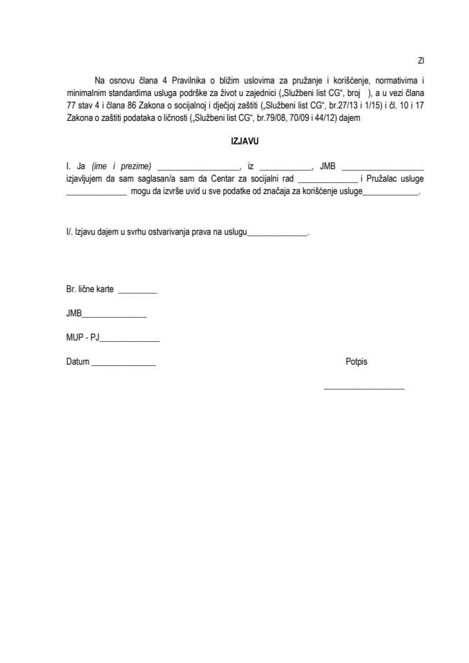 ZI obrazac