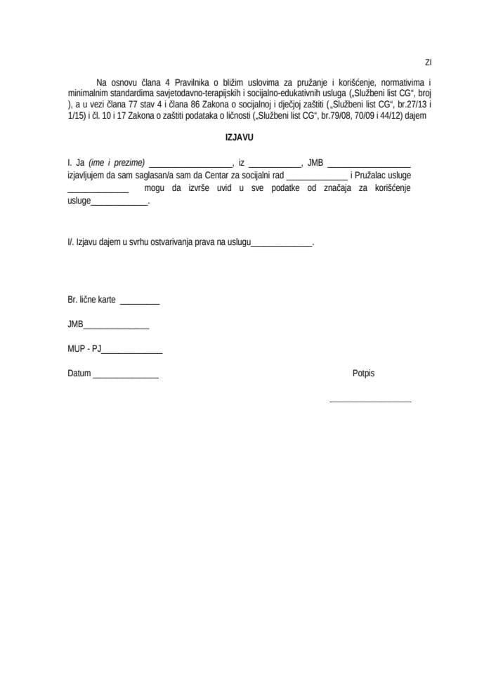 ZI obrazac