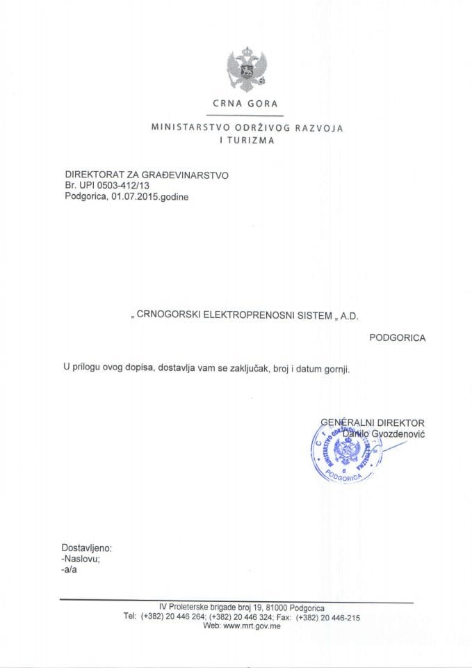 UPI 0503_412_13 Crnogorski elektroprenosni sistem ad