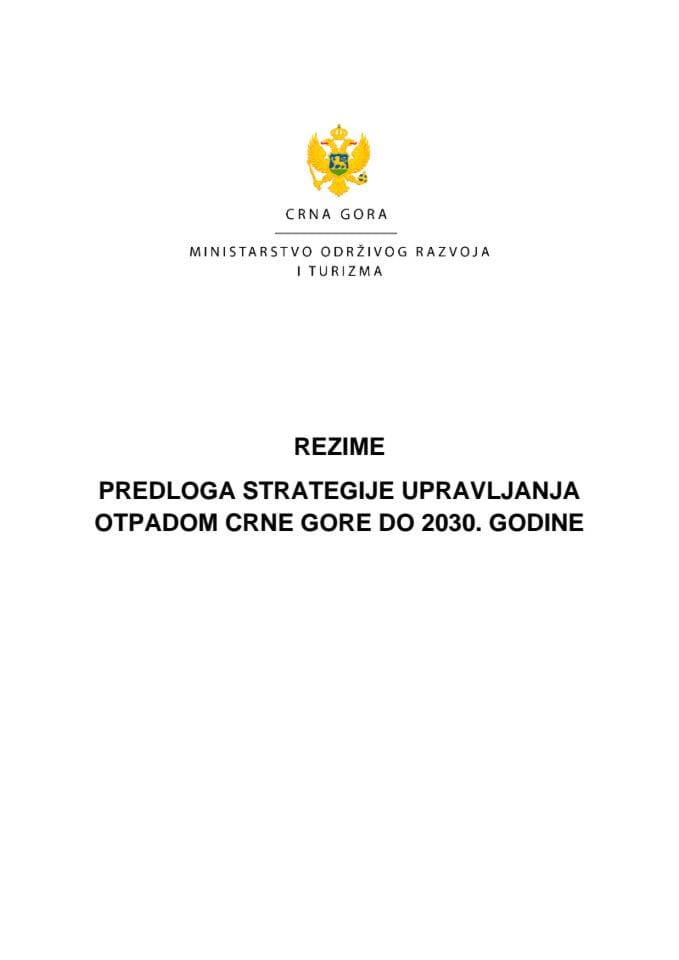 Predlog strategije upravljanja otpadom u Crnoj Gori do 2030. godine