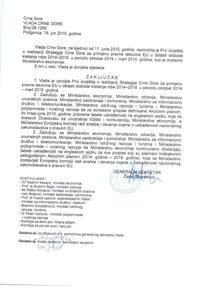 Zaključci I izvještaj