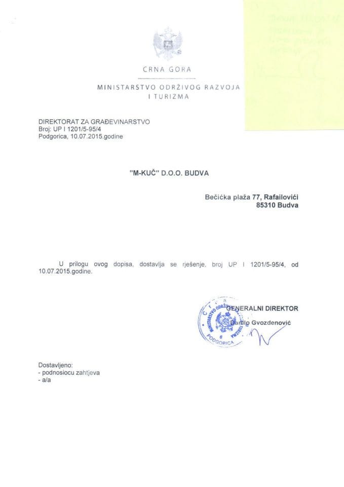 UP I 1201-95-4 M-Kuc doo Budva