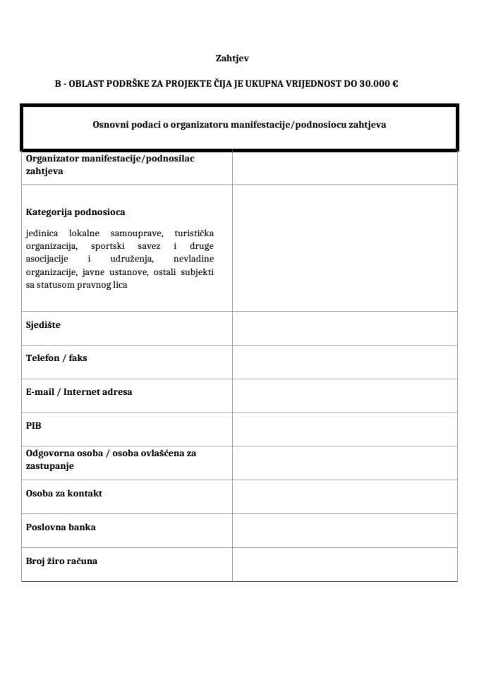 Zahtjev-Mjera III Manifestacije B