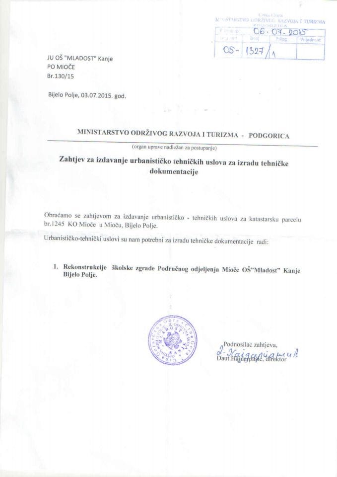 05_1327_1 JU OS Mladost Kanje Bijelo Polje