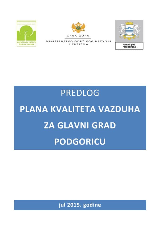 Predlog plana kvaliteta vazduha za Glavni grad Podgoricu