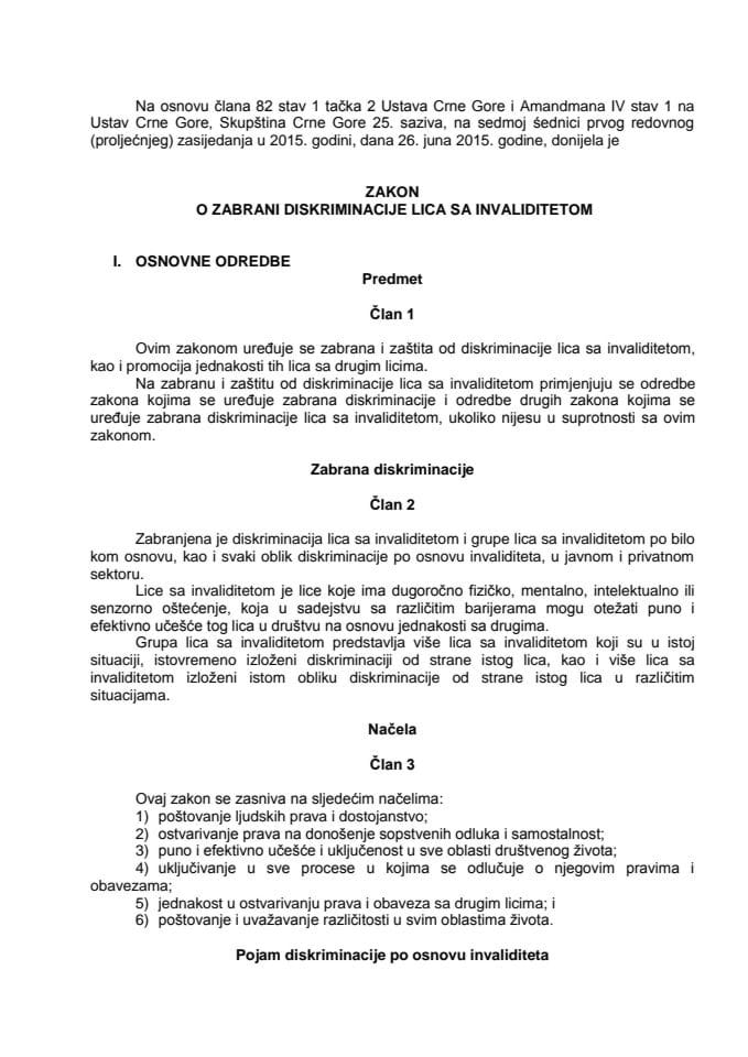 Zakon o zabrani diskriminacije lica sa invaliditetom
