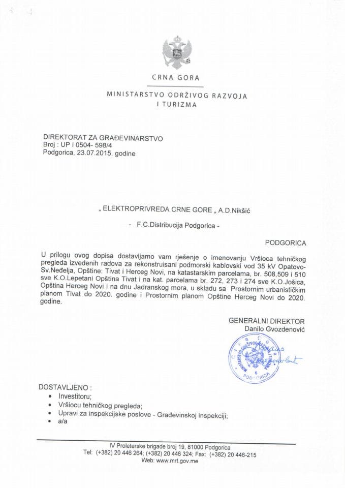 UPI 0504_598_4 Elektroprivreda Crne Gore ad Noksic F C Distribucija Podgorica