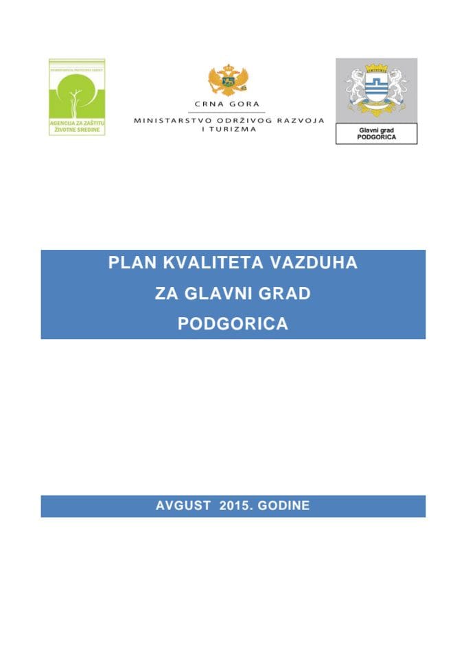 Plan kvaliteta vazduha za Glavni grad PODGORICA 