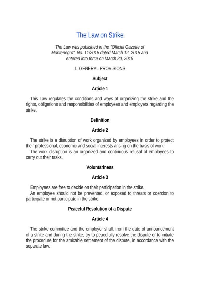 The Law on Strike