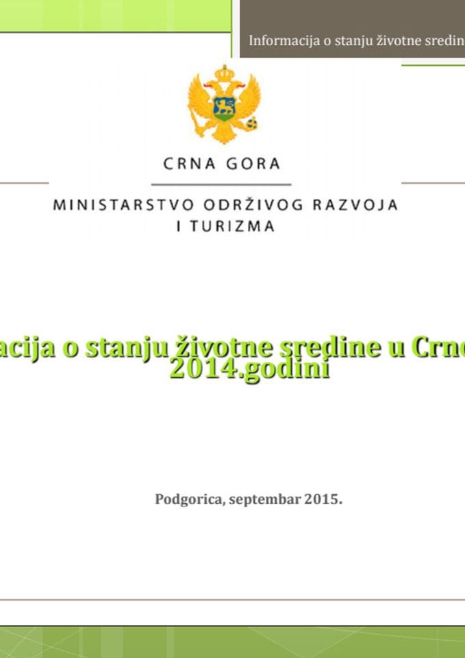 Informacija o stanju životne sredine u Crnoj Gori u 2014 godini