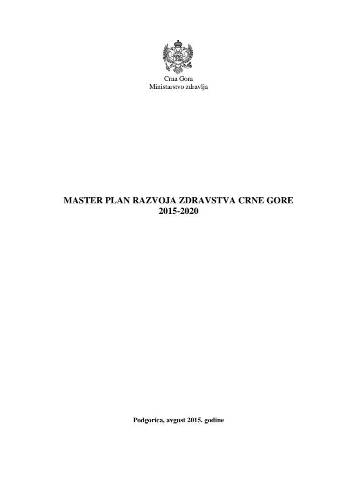 Master plan razvoja zdravstva Crne Gore 2015-2020.