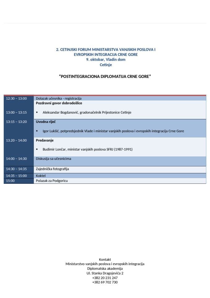 Agenda II Forum Cetinje