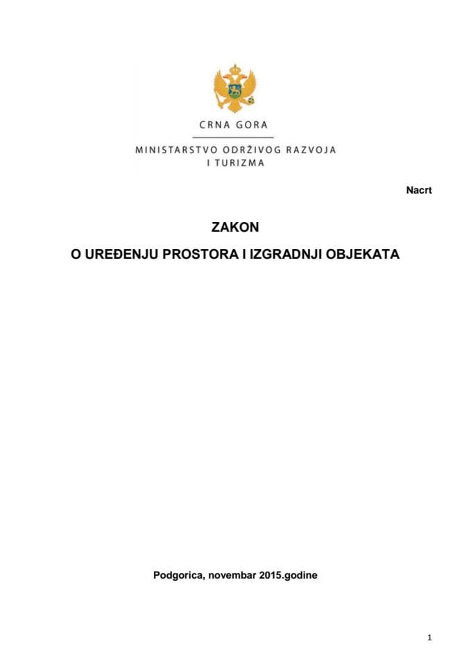 Nacrt zakona o uređenju prostora i izgradnji objekata