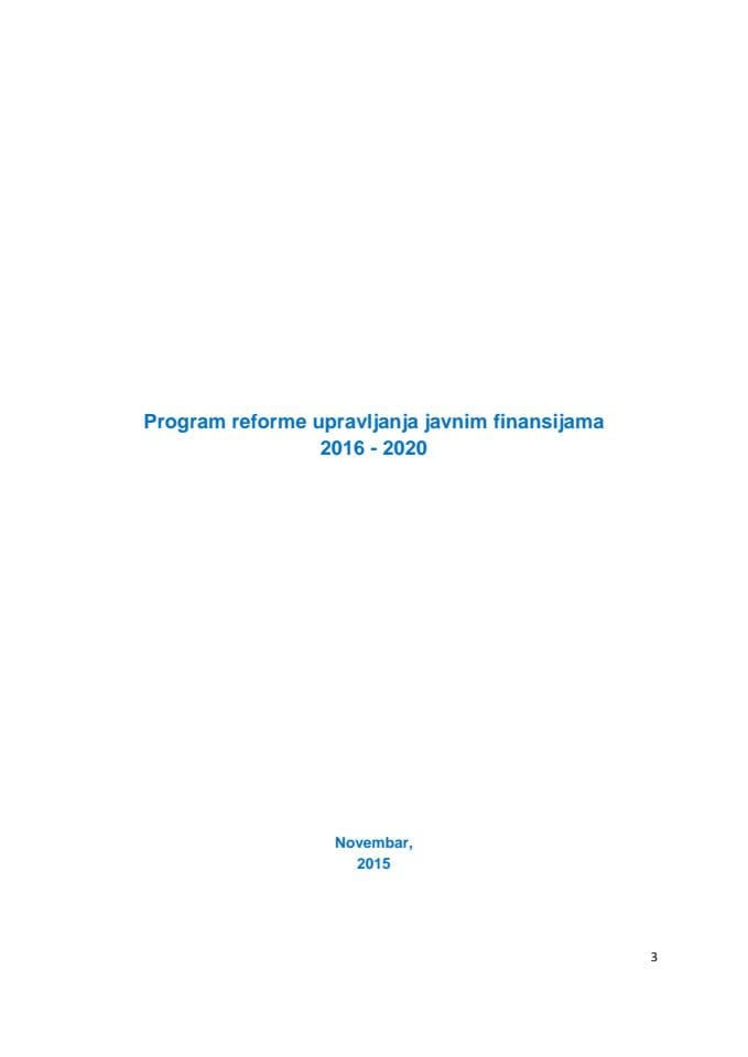 Предлог програма реформе управљања јавним финансијама 2016 – 2020