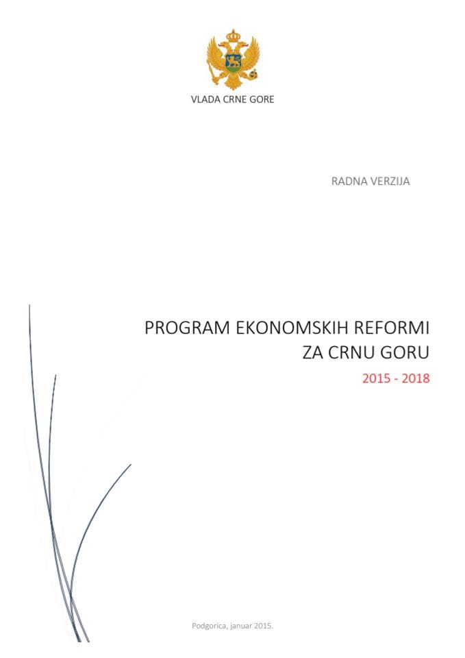 Program ekonomskih reformi za CG 2015-2018 - RADNA VERZIJA