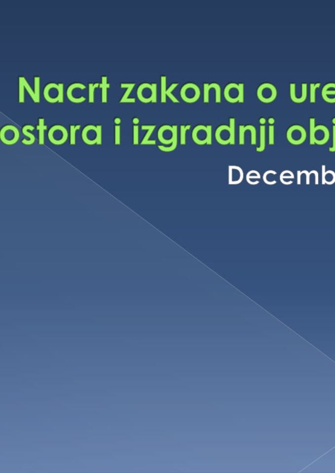 Nacrt zakona o uređenju prostora i izgradnji objekata - Planiranje