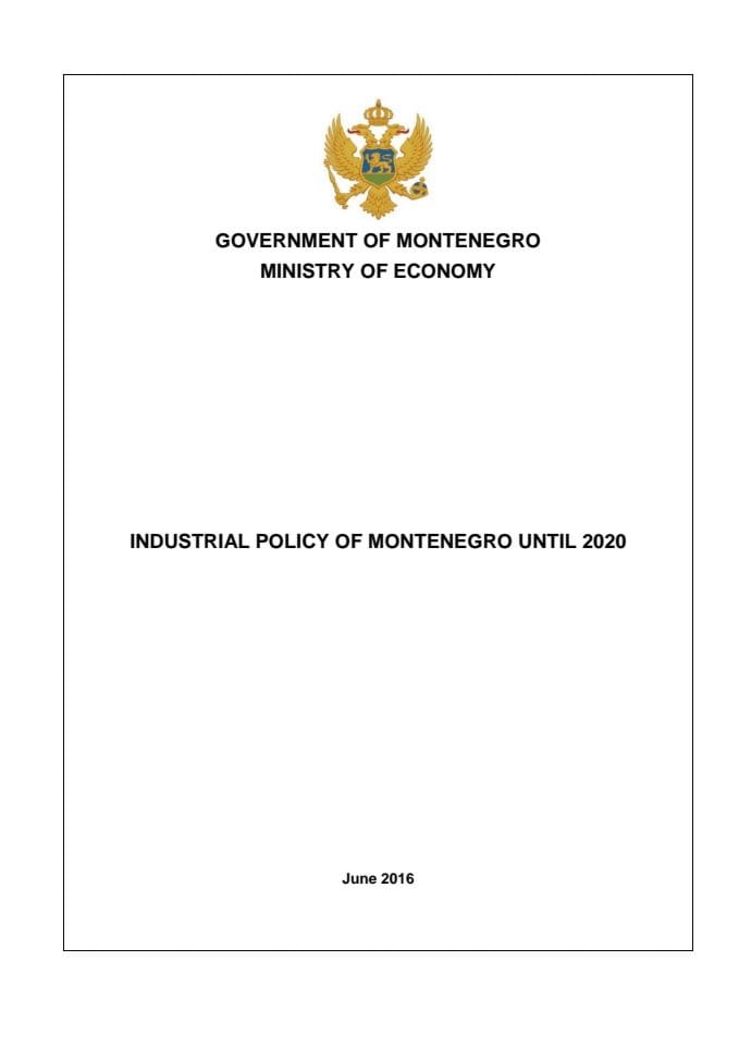 Industrial Policy of Montenegro until 2020