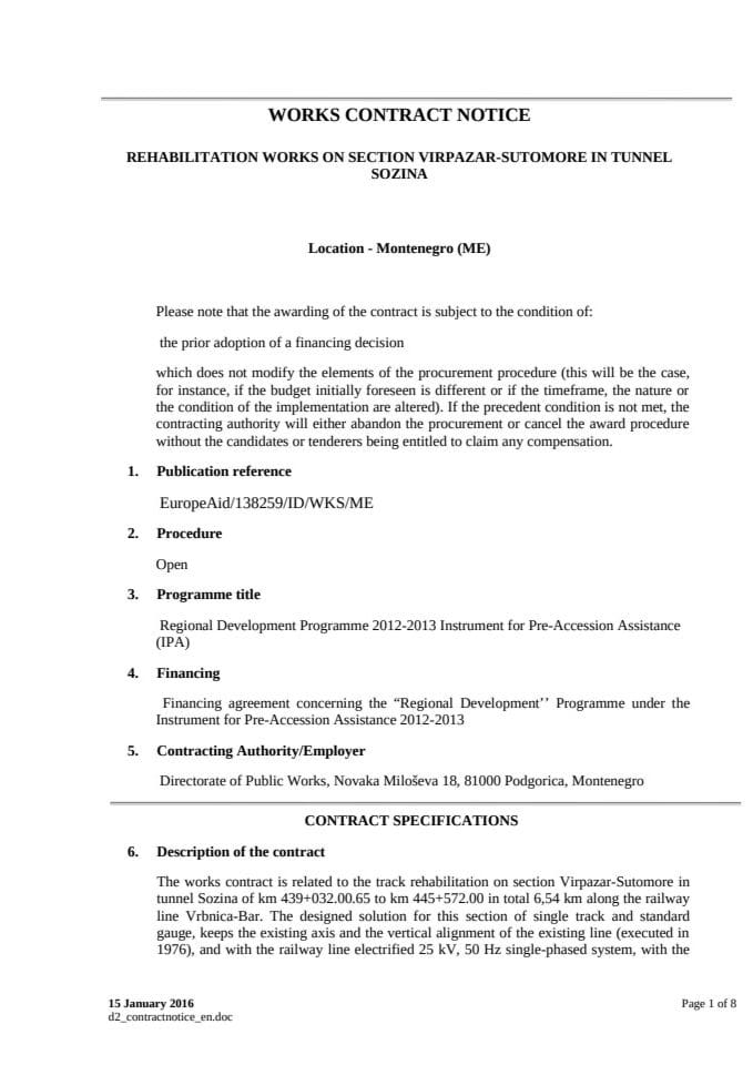 WORKS CONTRACT NOTICE