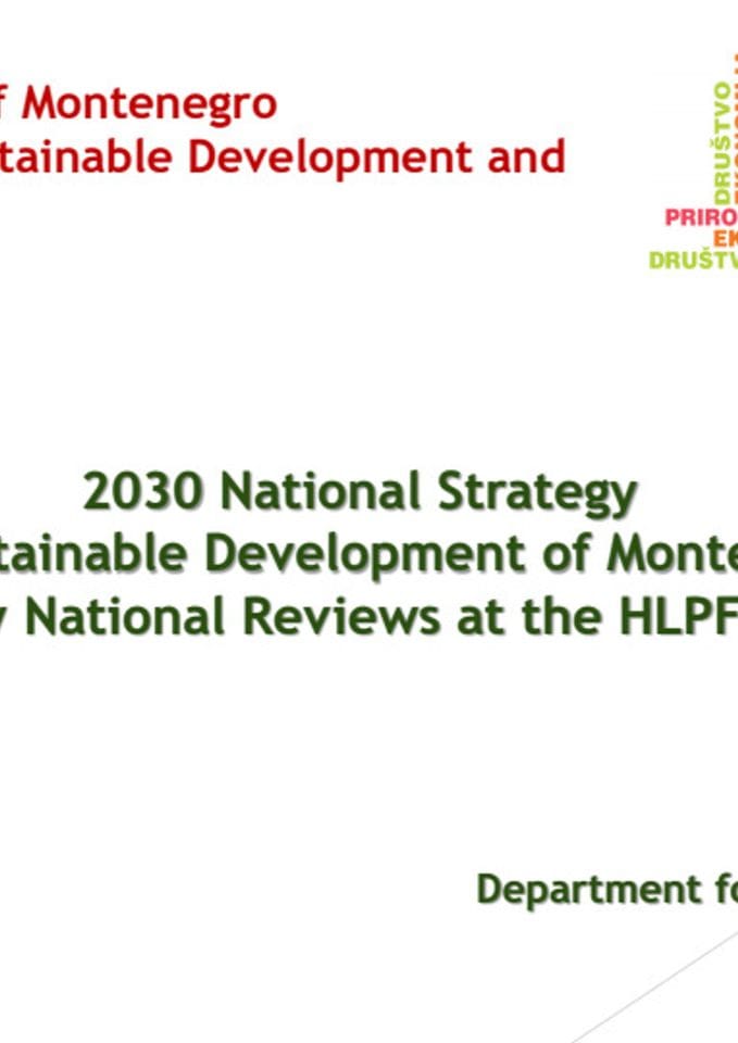 2030 Nacional Strategy for Sustainable Development of Montenegro