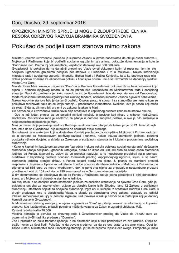 Pokušao da podijeli osam stanova mimo zakona