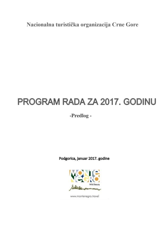 Predlog programa rada i finansijskog plana Nacionalne turističke organizacije Crne Gore za 2017. godinu (bez rasprave)