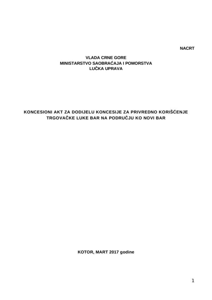 Nacrt Koncesionog akta