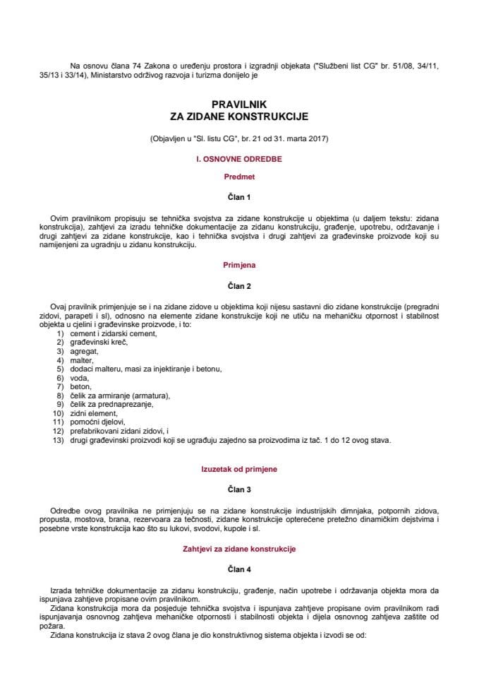 Pravilnik za zidane konstrukcije