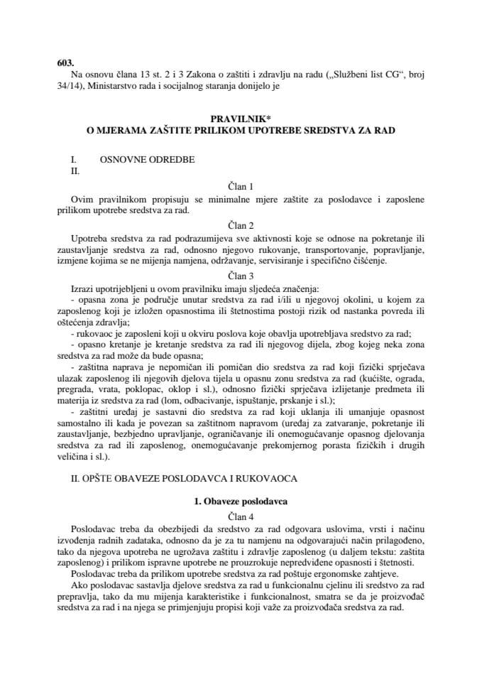 Pravilnik o mjerama zastite prilikom upotrebe sredstva za rad 27-15 (1)