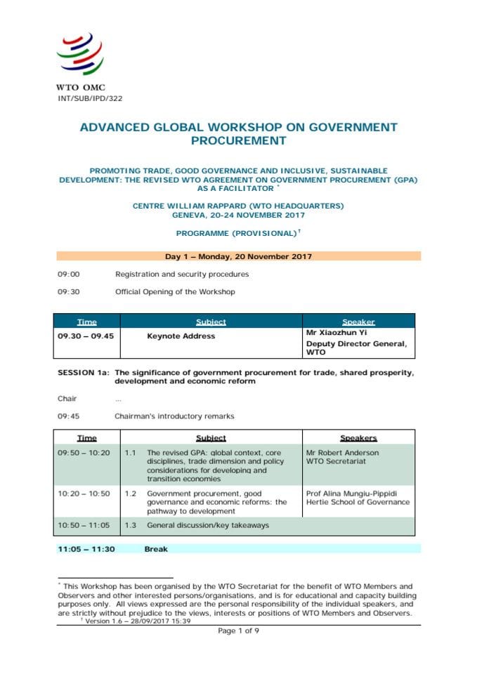 Programme (draft 27.9.2017) - Advanced GP Workshop (20-24 November 2017)