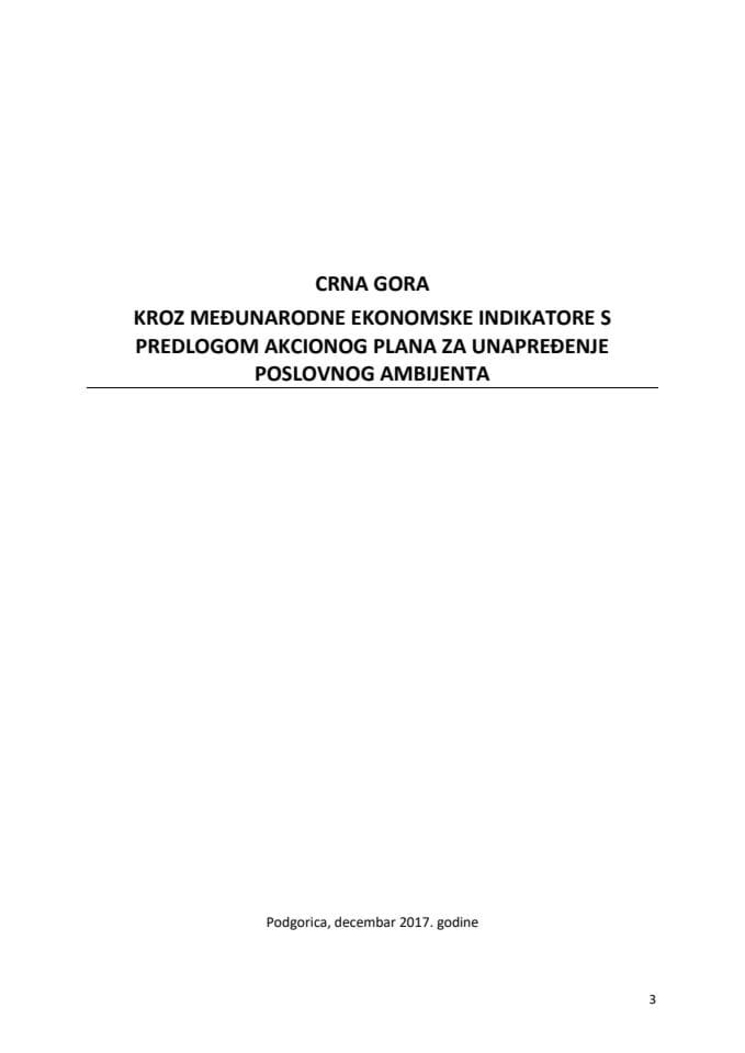 Informacija "Crna Gora kroz međunarodne ekonomske indikatore" s Predlogom akcionog plana za unapređenje poslovnog ambijenta (bez rasprave)