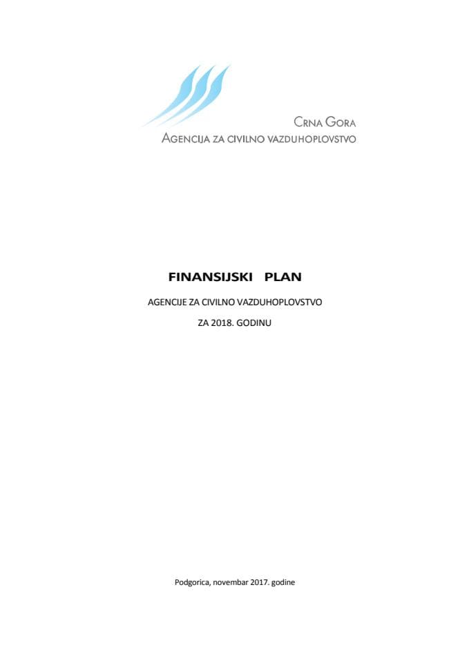 Predlog finansijskog plana i Predlog programa rada Agencije za civilno vazduhoplovstvo za 2018. godinu