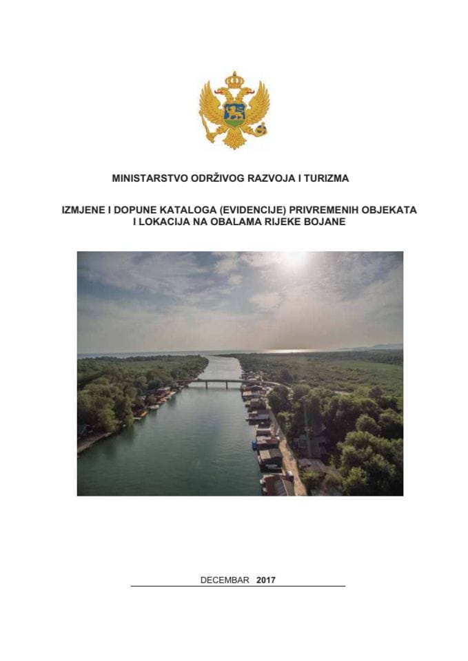 Izmjene i dopune Kataloga (evidencije) privremenih objekata i lokacija na obalama rijeke Bojane