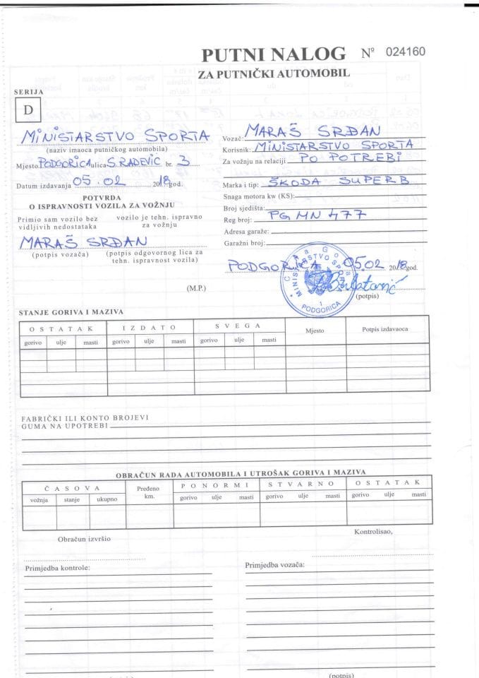 Putni nalog Skoda super b