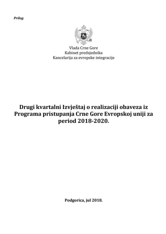 Други квартални извјештај о реализацији обавеза из Програма приступања Црне Горе Европској унији за период 2018-2020
