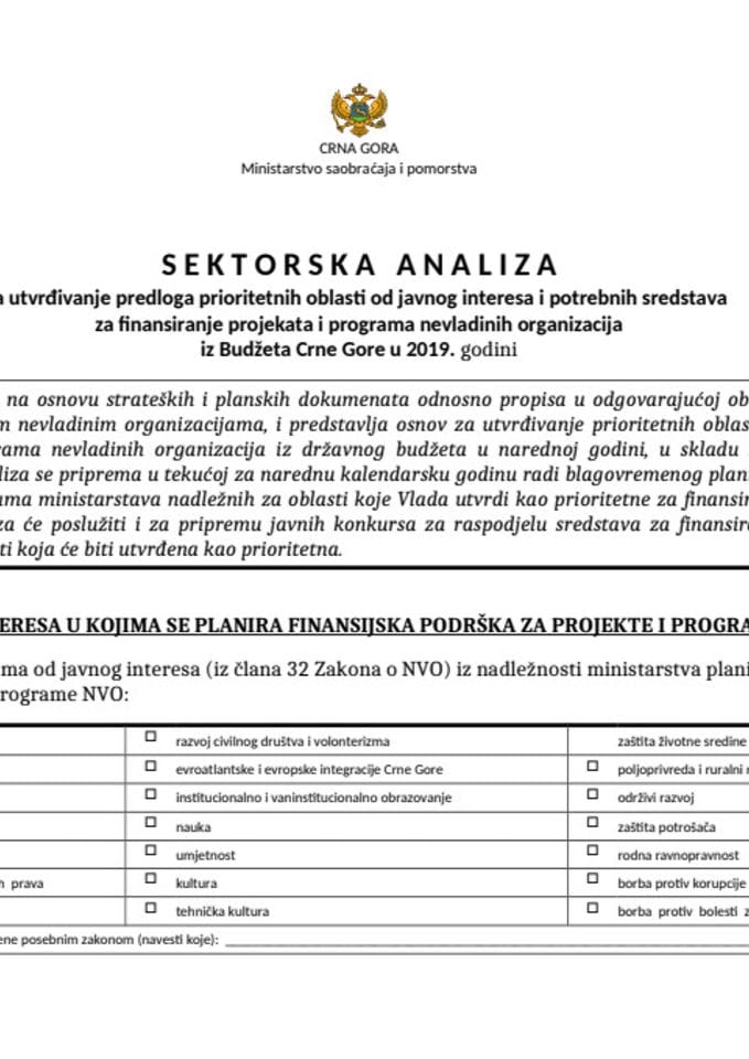 Nacrt sektorske analize u oblasti saobraćaja sa akcentom na lica sa invaliditetom
