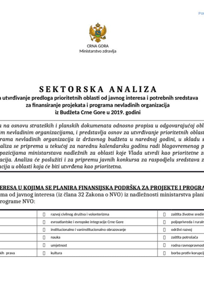 Sektorska analiza za 2019 HIV